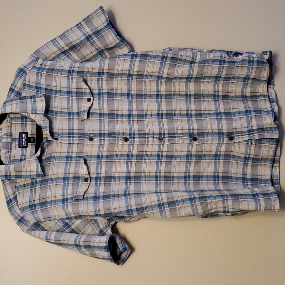 Patagonia lightweight cotton short sleeve shirt men's Large